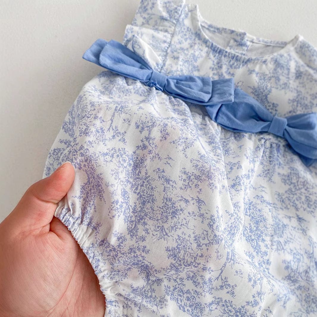 ノースリーブロンパース ビッグリボンフリル袖ロンパース+帽子セット【mh0010310】