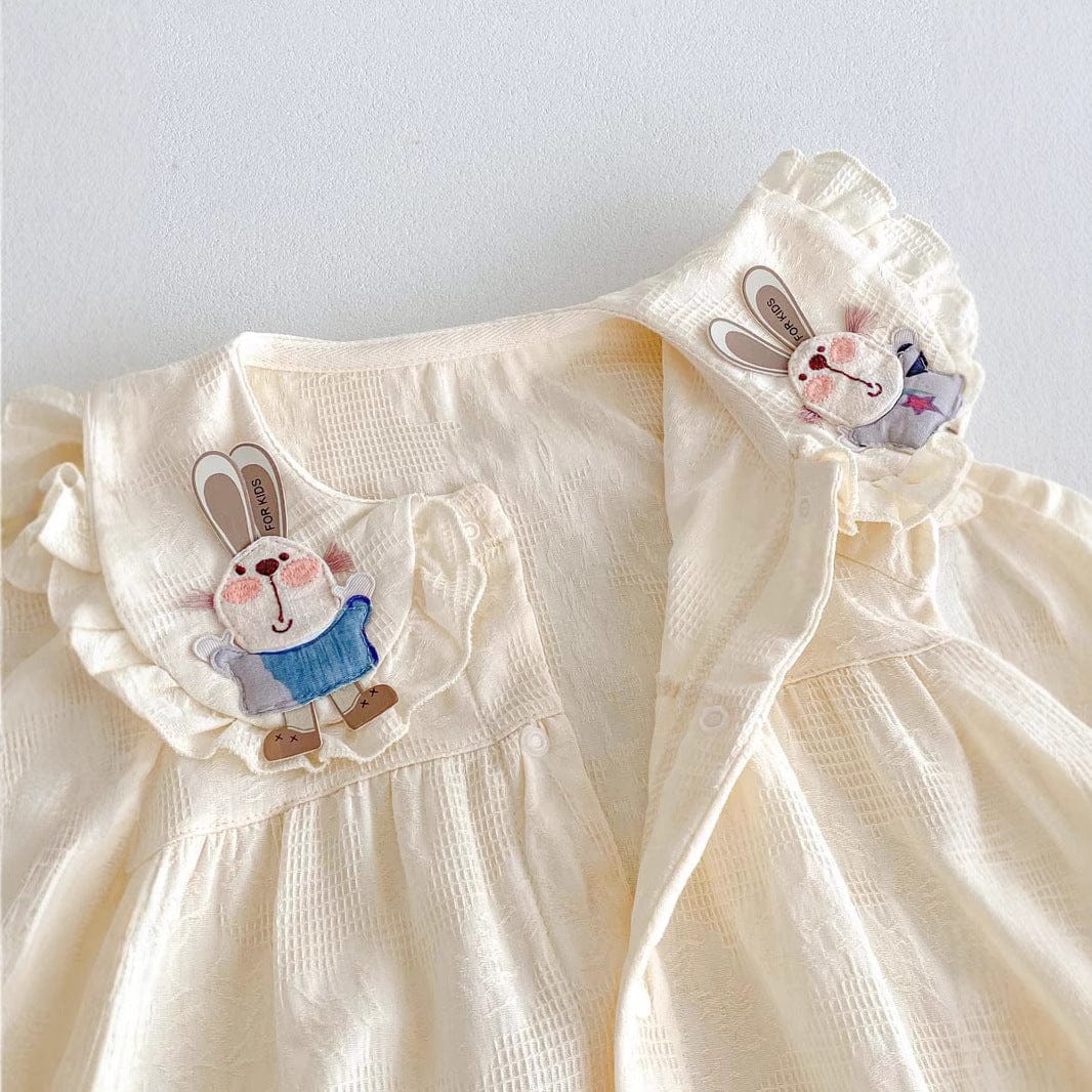 半袖ロンパース うさぎアップリケフリル半袖ロンパース【mh0010311】