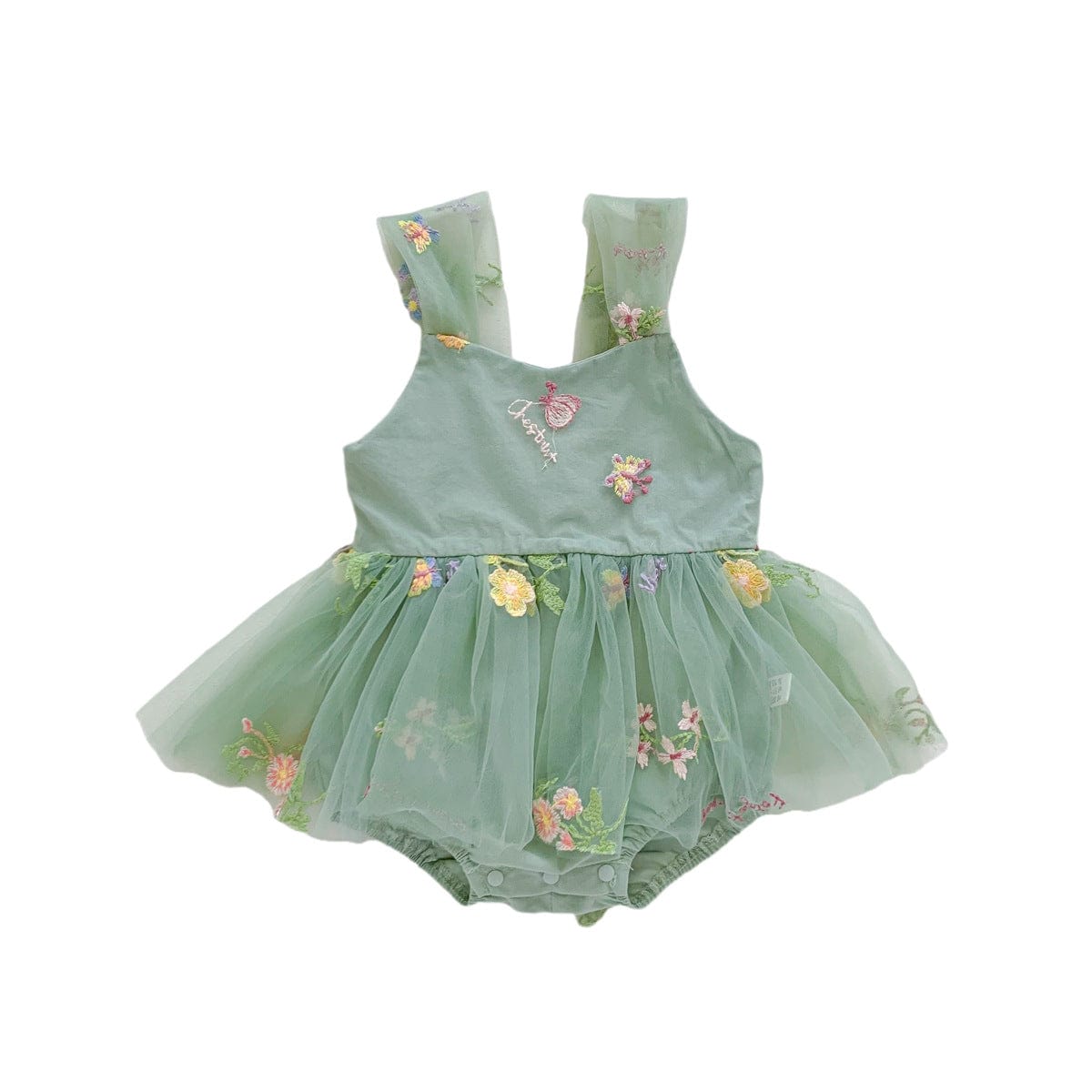 ノースリーブロンパース フラワー刺繍チュールスカートキャミソールロンパース【mh0010312】