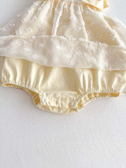 ノースリーブロンパース リボンショルダーチュールスカートノースリーブロンパース【mh0010313】