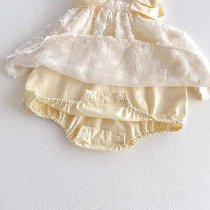 ノースリーブロンパース リボンショルダーチュールスカートノースリーブロンパース【mh0010313】