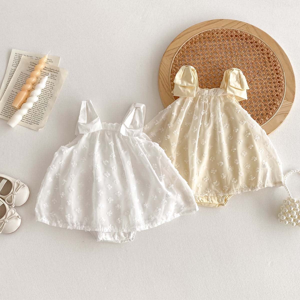 ノースリーブロンパース リボンショルダーチュールスカートノースリーブロンパース【mh0010313】