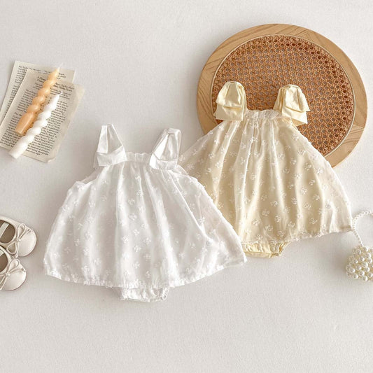 ノースリーブロンパース リボンショルダーチュールスカートノースリーブロンパース【mh0010313】