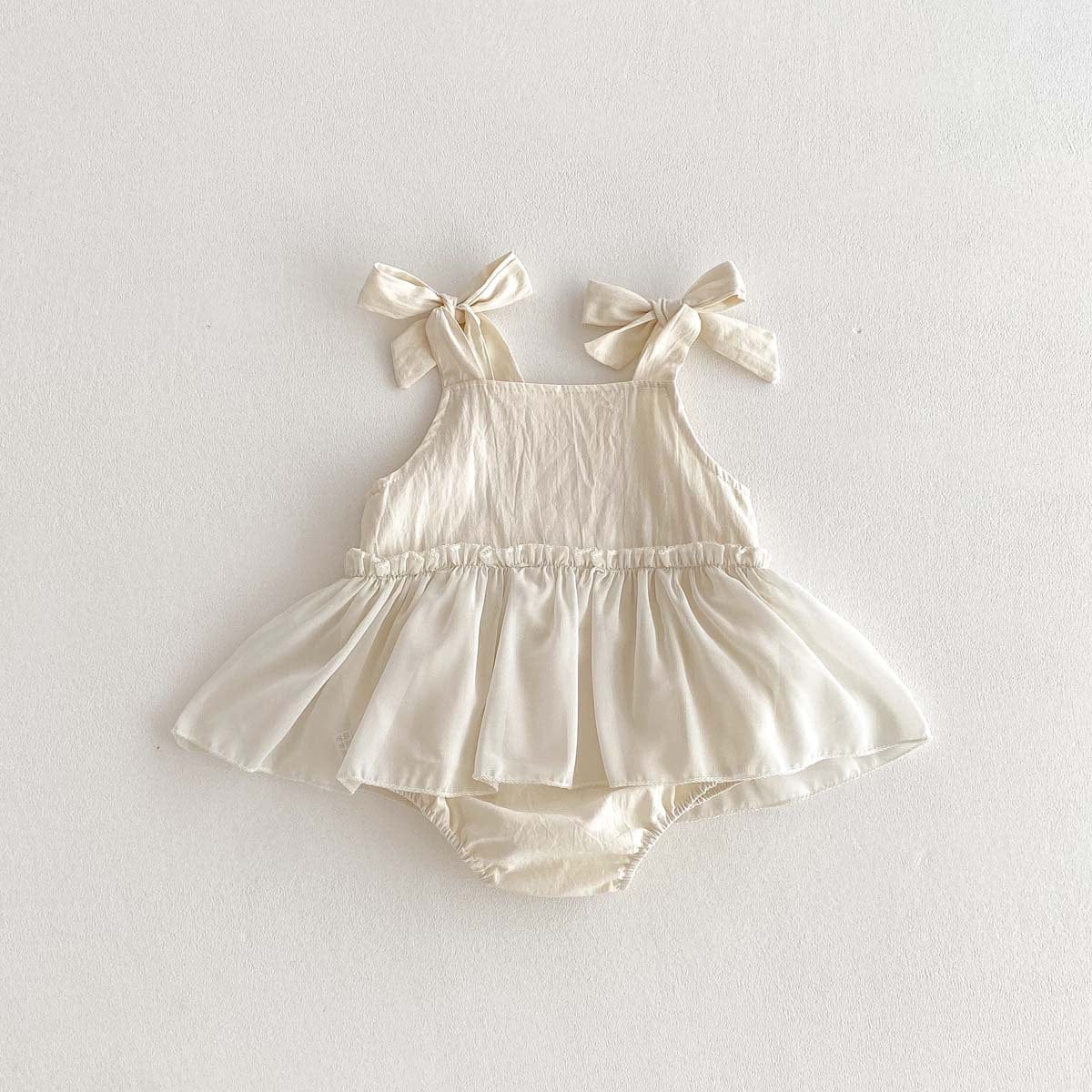 ノースリーブロンパース リボンキャミソールノースリーブスカートロンパース【mh0010314】
