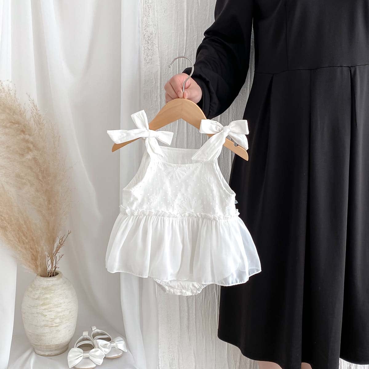 ノースリーブロンパース リボンキャミソールノースリーブスカートロンパース【mh0010314】