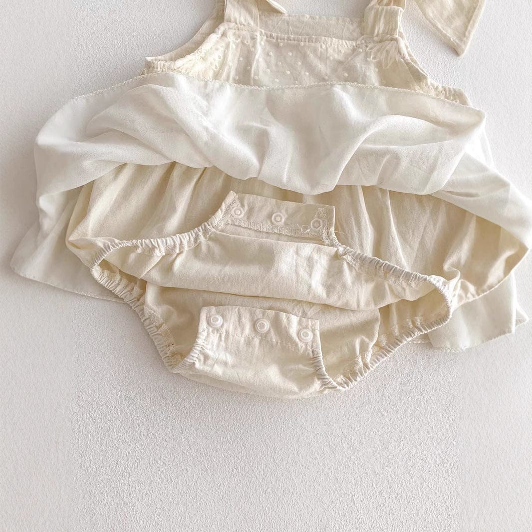 ノースリーブロンパース リボンキャミソールノースリーブスカートロンパース【mh0010314】