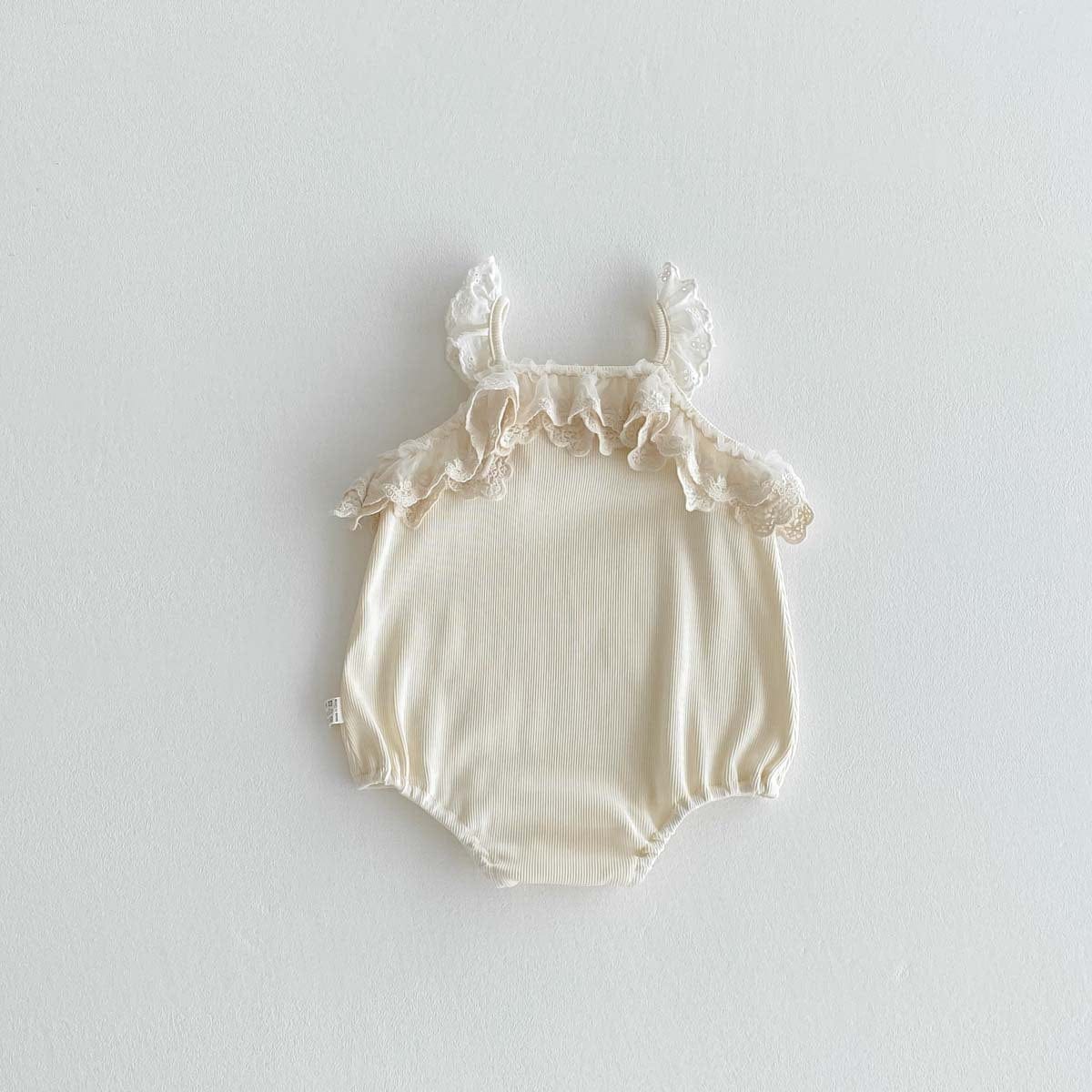ノースリーブロンパース レースフリルキャミソールロンパース【mh0010317】