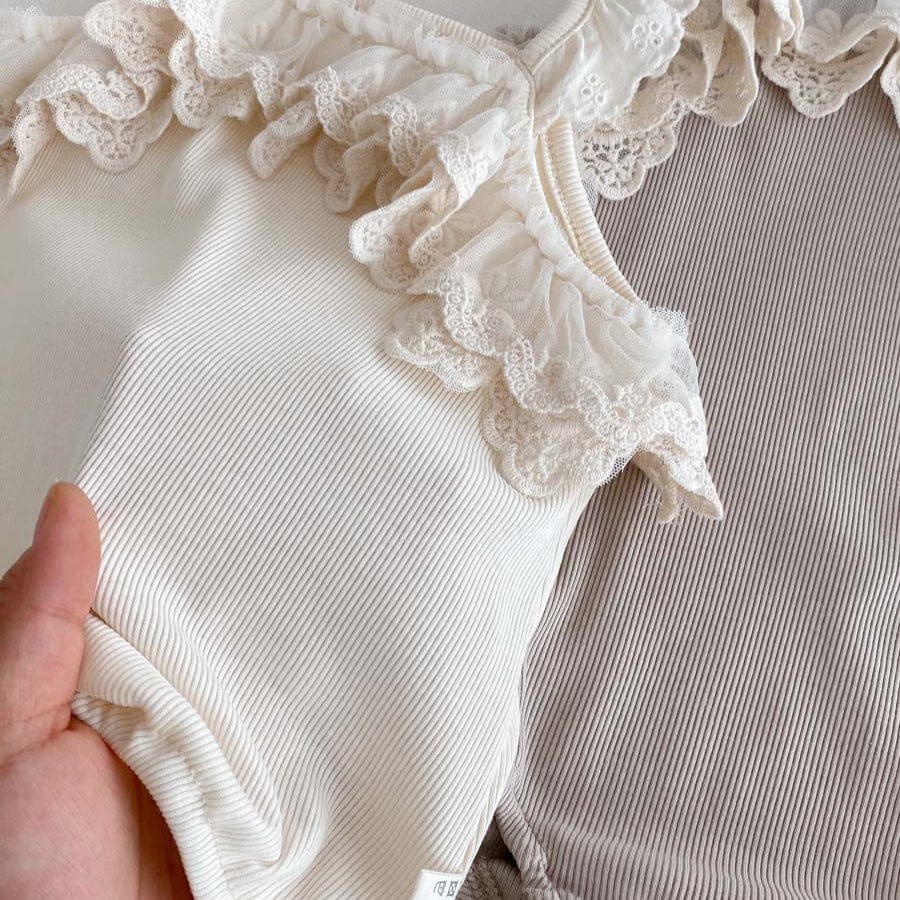 ノースリーブロンパース レースフリルキャミソールロンパース【mh0010317】