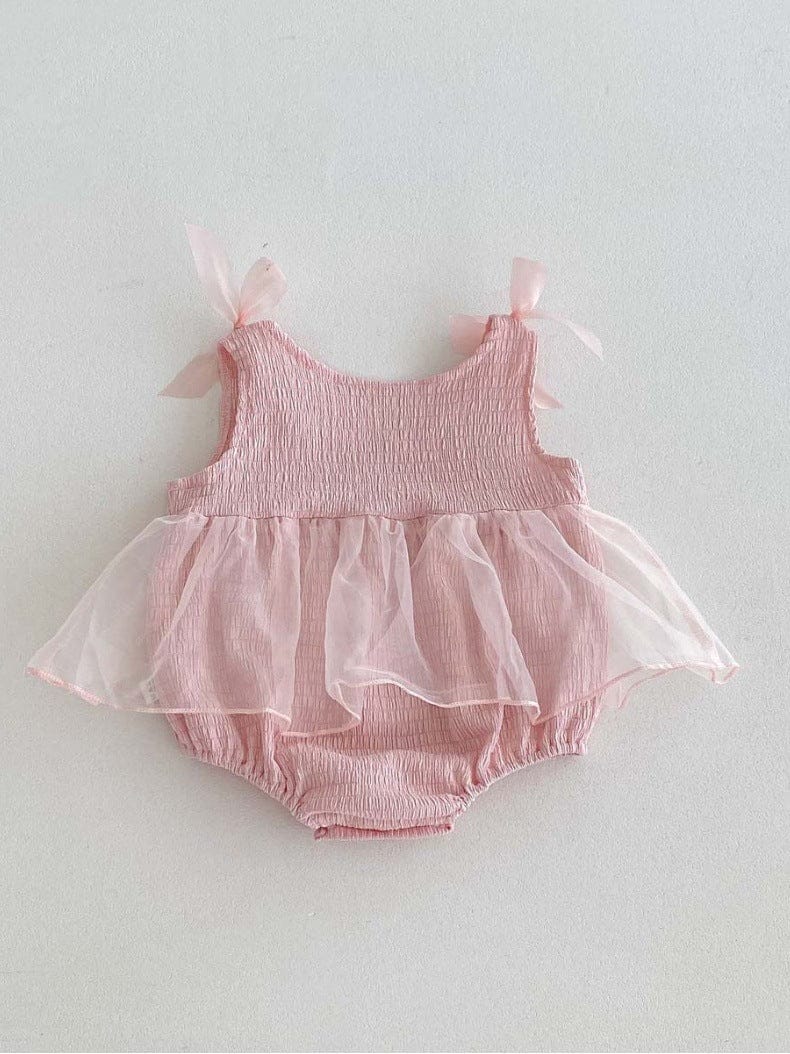 ノースリーブロンパース リボンチュールスカートノースリーブロンパース【mh0010318】