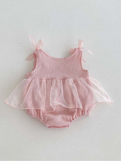 ノースリーブロンパース リボンチュールスカートノースリーブロンパース【mh0010318】