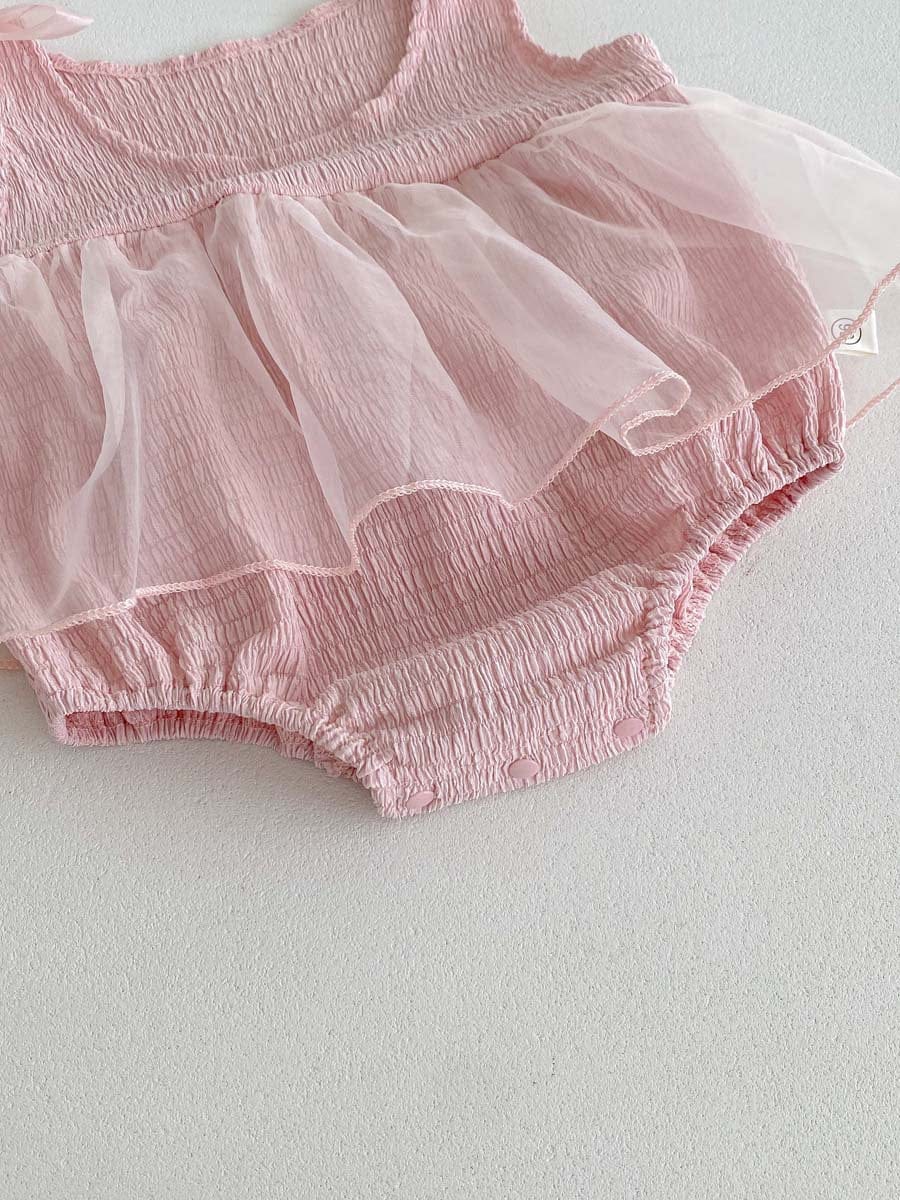 ノースリーブロンパース リボンチュールスカートノースリーブロンパース【mh0010318】