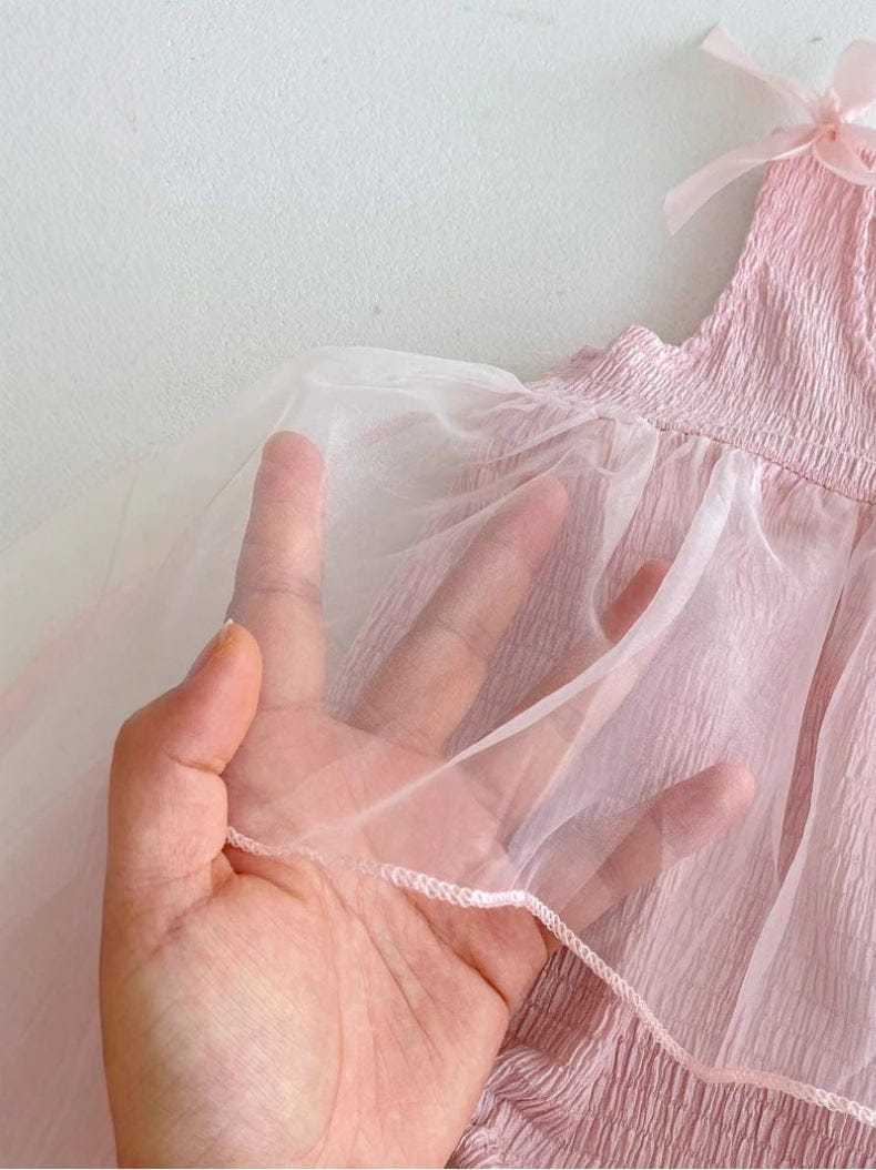 ノースリーブロンパース リボンチュールスカートノースリーブロンパース【mh0010318】