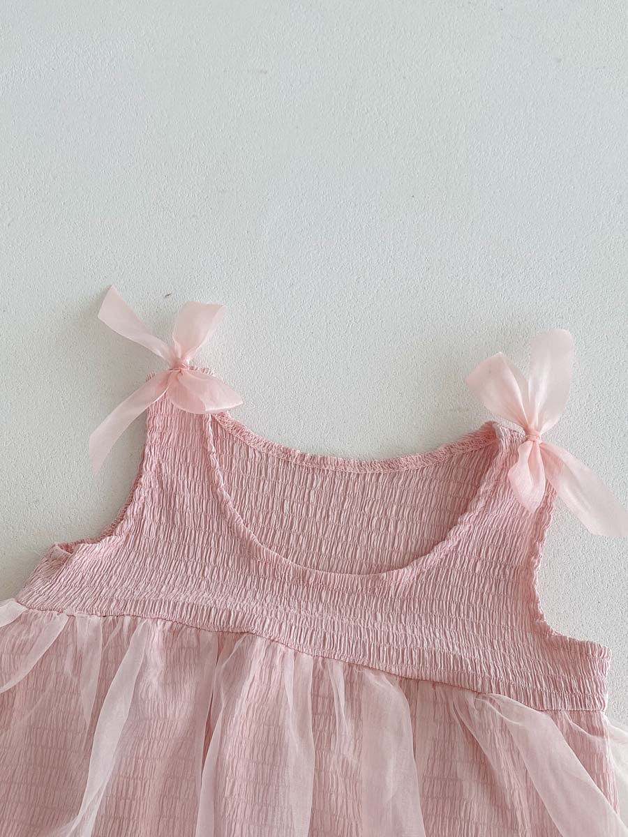 ノースリーブロンパース リボンチュールスカートノースリーブロンパース【mh0010318】