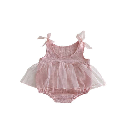 ノースリーブロンパース リボンチュールスカートノースリーブロンパース【mh0010318】