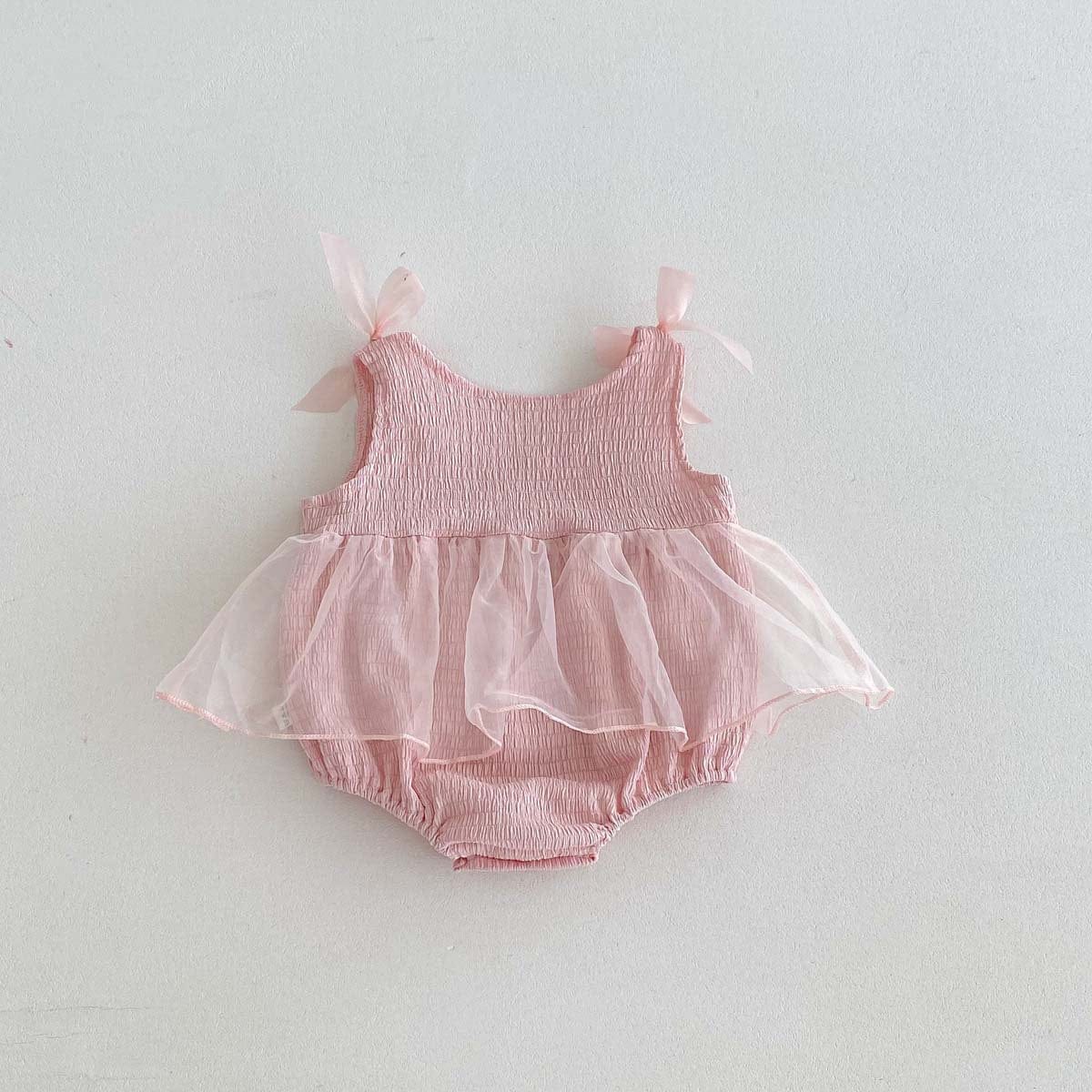 ノースリーブロンパース リボンチュールスカートノースリーブロンパース【mh0010318】