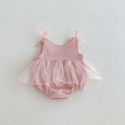 ノースリーブロンパース リボンチュールスカートノースリーブロンパース【mh0010318】