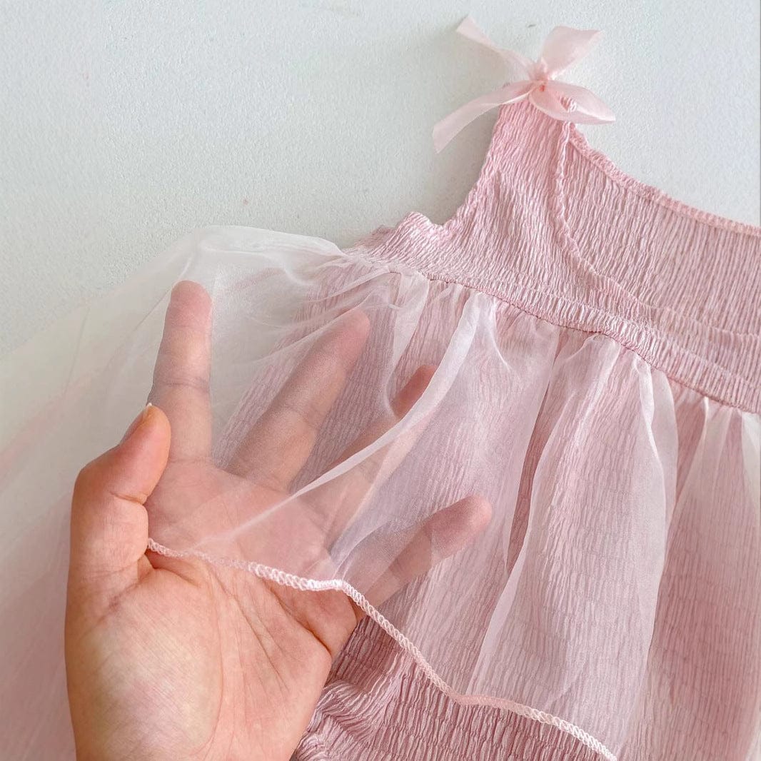 ノースリーブロンパース リボンチュールスカートノースリーブロンパース【mh0010318】