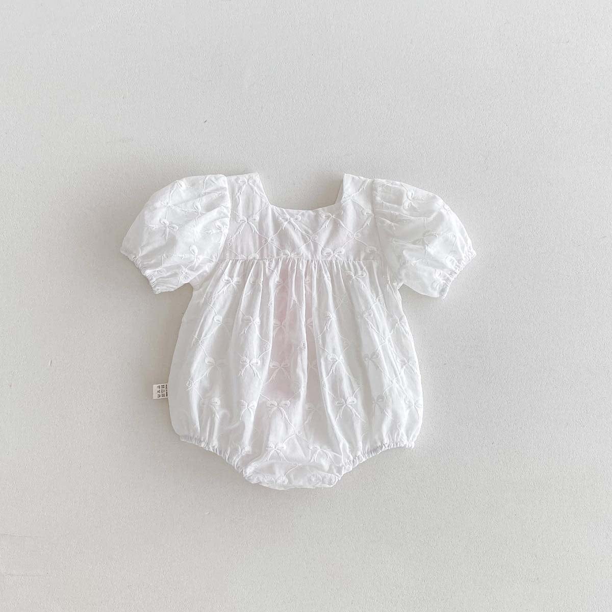 半袖ロンパース ビッグリボン半袖パフスリーブロンパース【mh0010320】