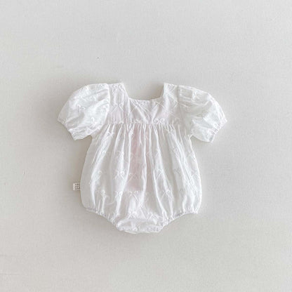半袖ロンパース ビッグリボン半袖パフスリーブロンパース【mh0010320】