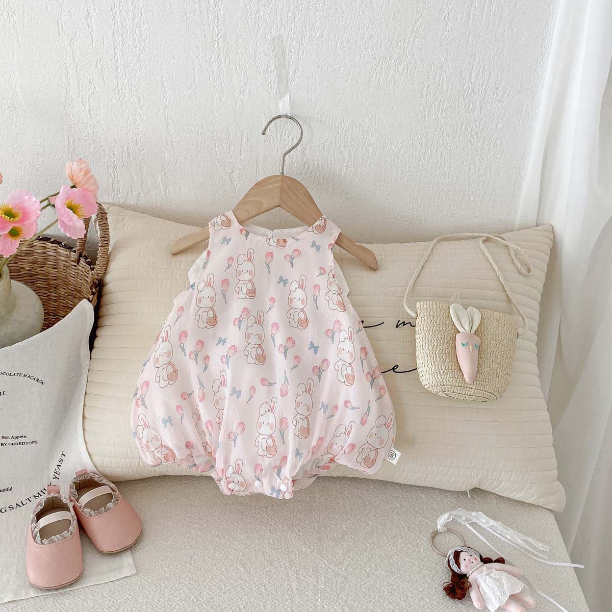 ノースリーブロンパース うさ耳襟ノースリーブロンパース【mh0010326】