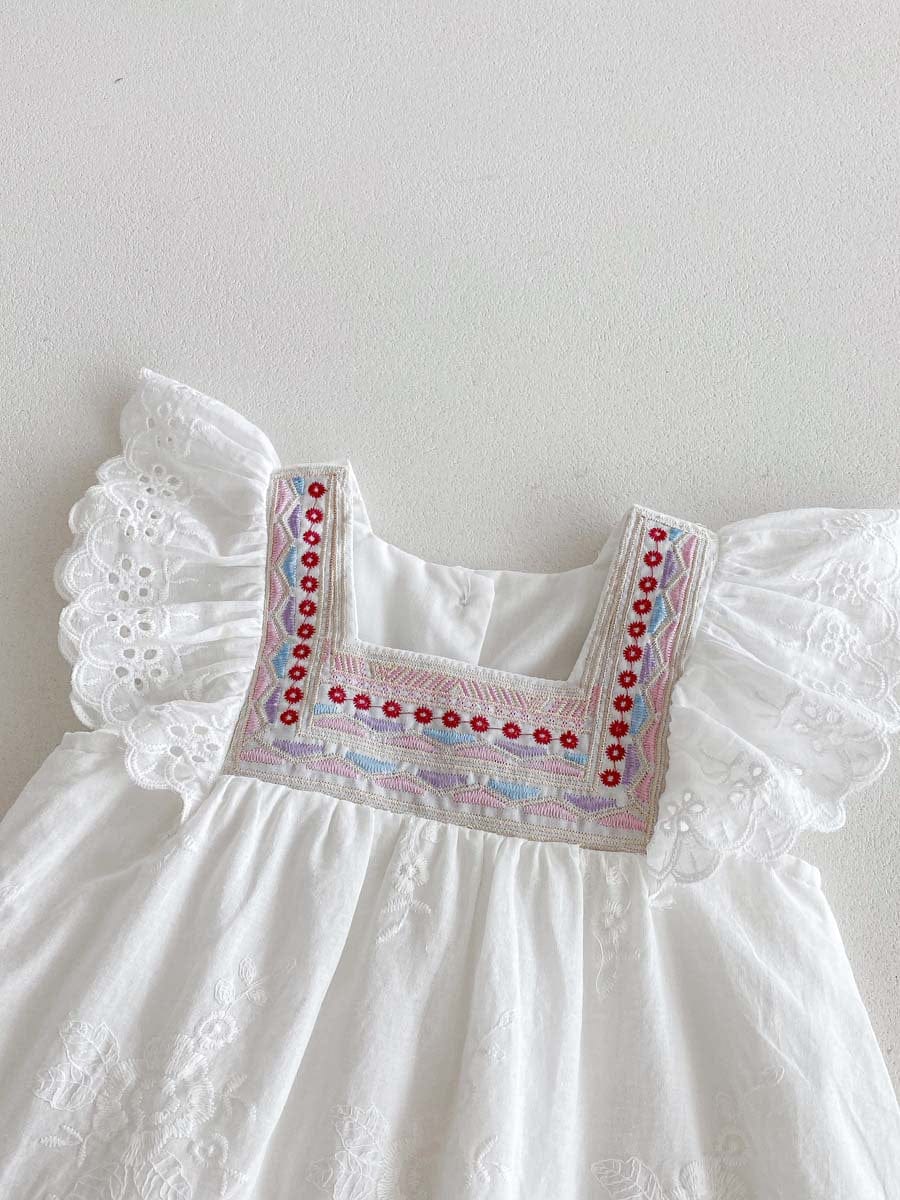 半袖ワンピース スクエアネックフリルスリーブワンピース【mh0010327】