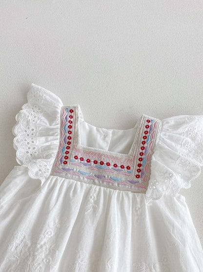 半袖ワンピース スクエアネックフリルスリーブワンピース【mh0010327】