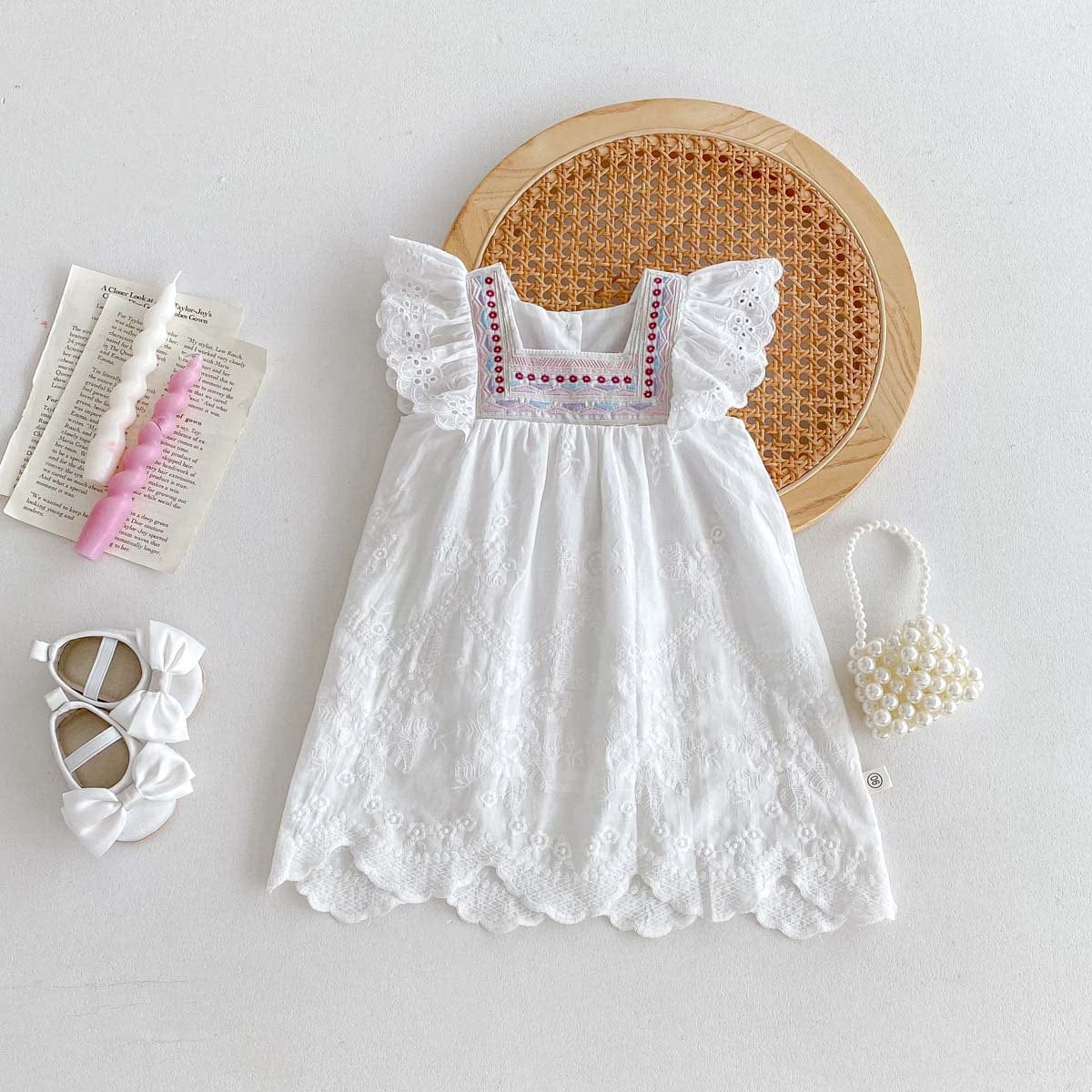 半袖ワンピース スクエアネックフリルスリーブワンピース【mh0010327】