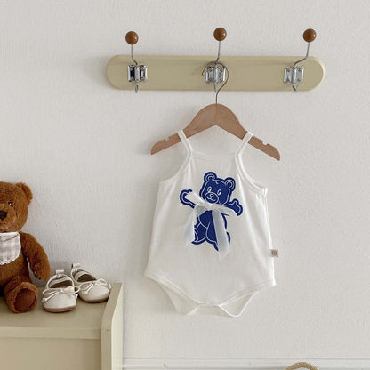 ノースリーブロンパース ベアくまリボンキャミソールボディスーツ【mh0010329】