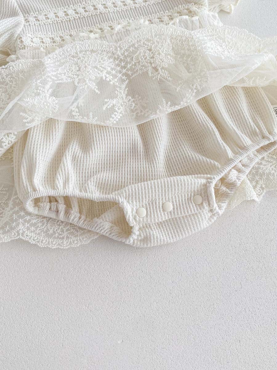 半袖ロンパース レーススカートスタンドカラー半袖ロンパース【mh0010330】