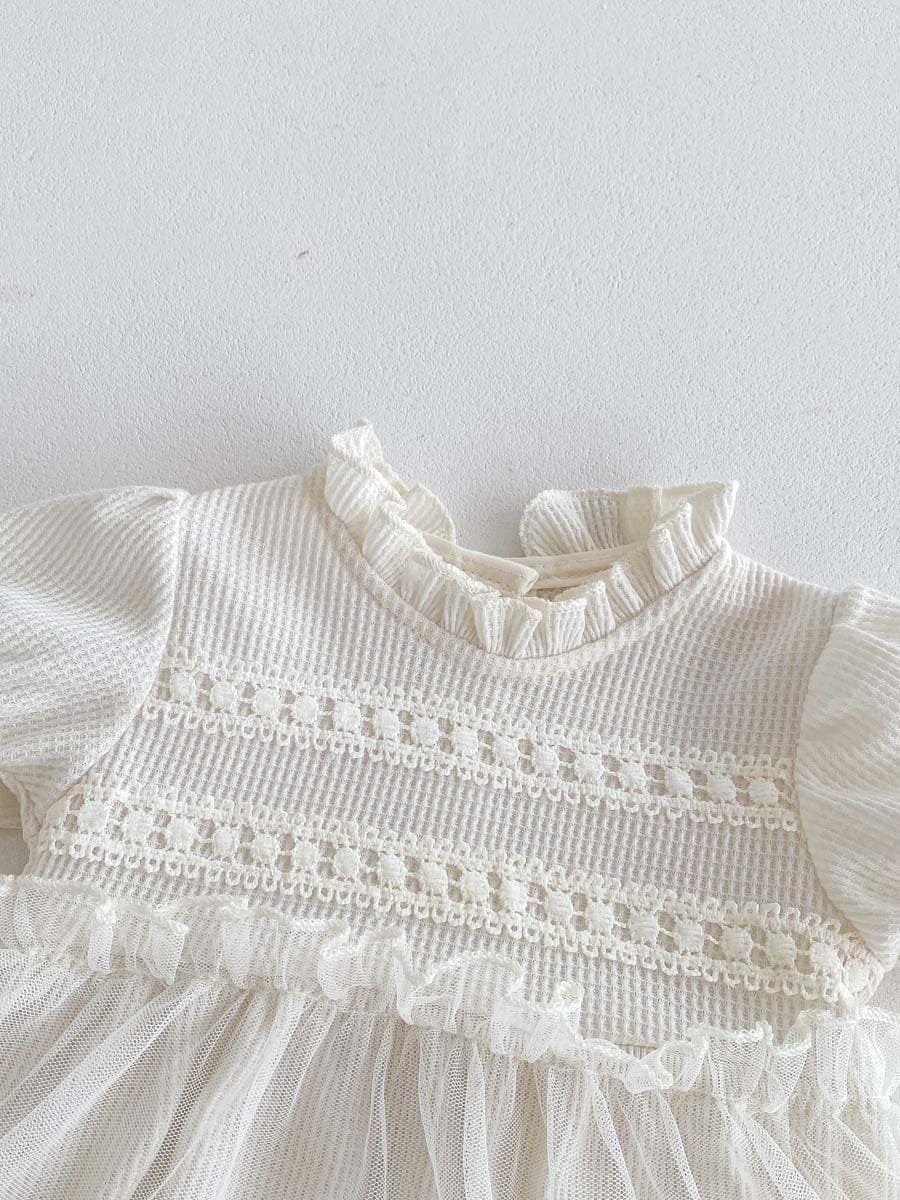 半袖ロンパース レーススカートスタンドカラー半袖ロンパース【mh0010330】