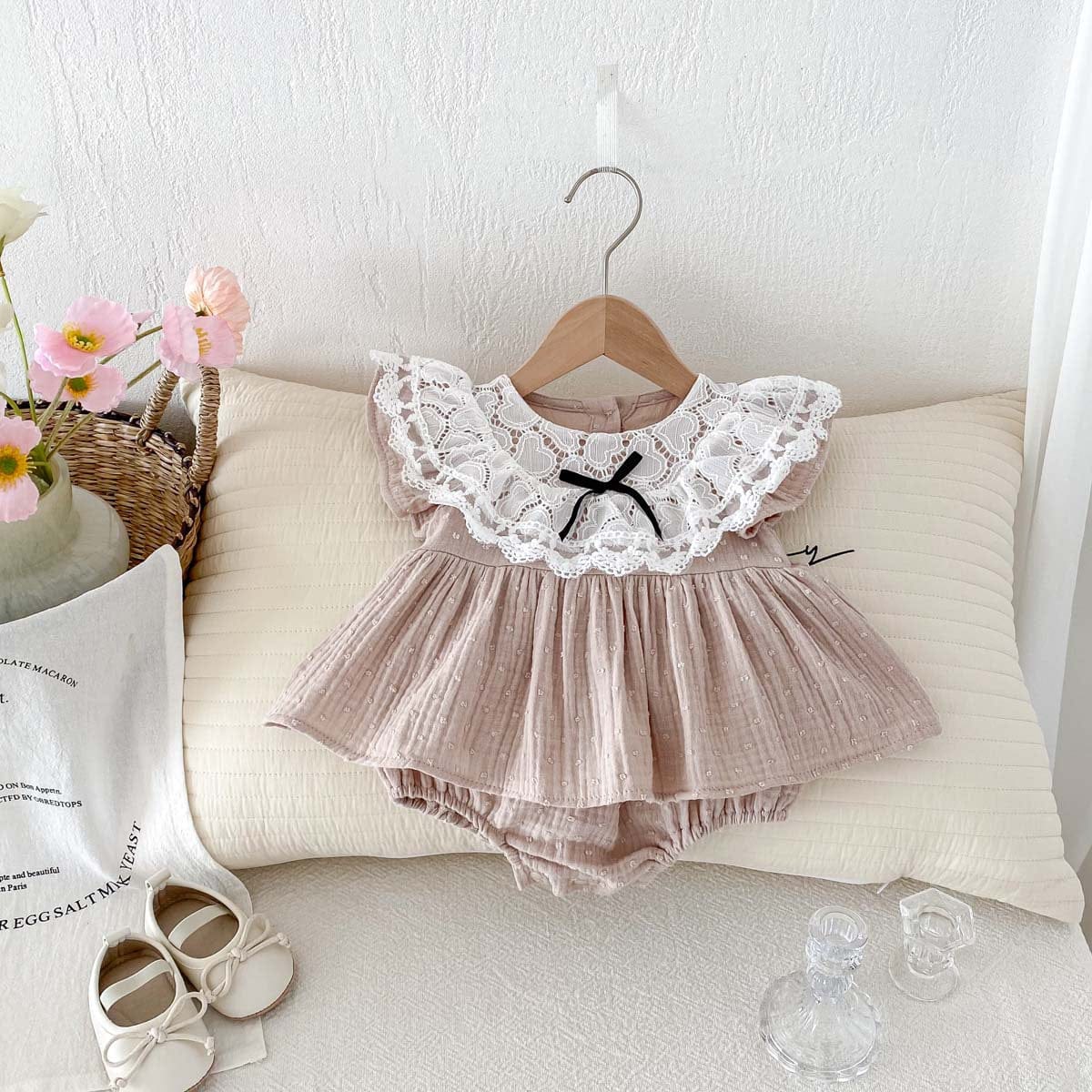 半袖ロンパース レース襟半袖フリルスカートロンパース【mh0010331】