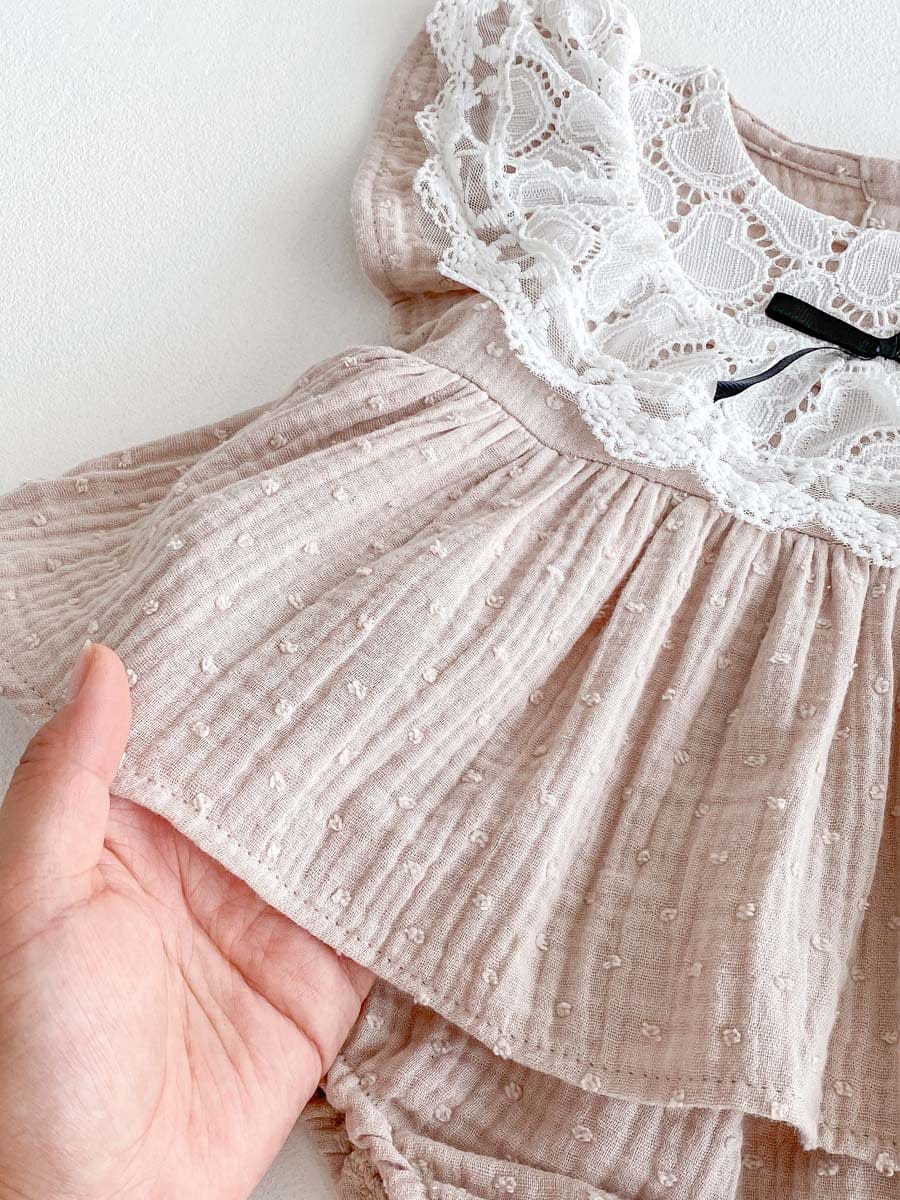 半袖ロンパース レース襟半袖フリルスカートロンパース【mh0010331】