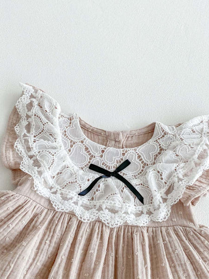 半袖ロンパース レース襟半袖フリルスカートロンパース【mh0010331】