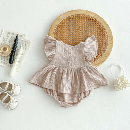 半袖ロンパース レース襟半袖フリルスカートロンパース【mh0010331】