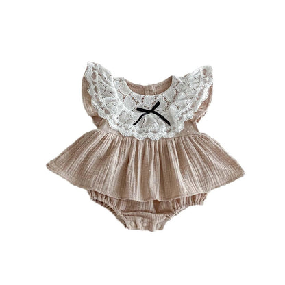 半袖ロンパース レース襟半袖フリルスカートロンパース【mh0010331】