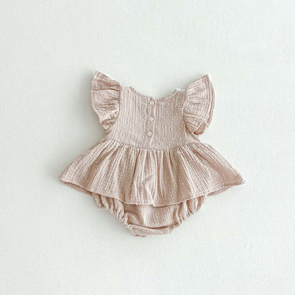 半袖ロンパース レース襟半袖フリルスカートロンパース【mh0010331】