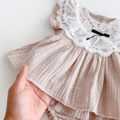 半袖ロンパース レース襟半袖フリルスカートロンパース【mh0010331】