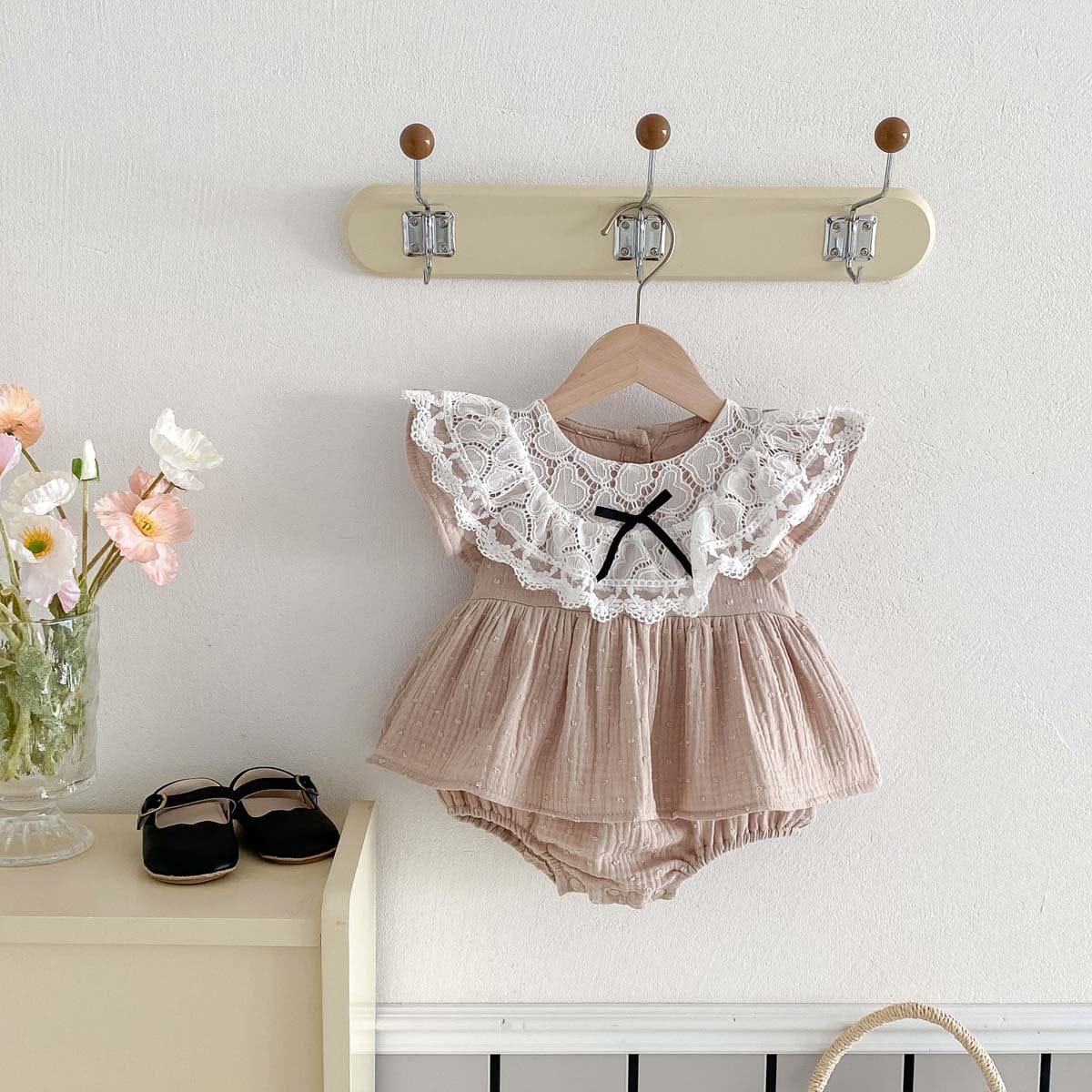 半袖ロンパース レース襟半袖フリルスカートロンパース【mh0010331】