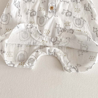 半袖ロンパース アニマルプリント半袖ジャンプスーツ【mh0010333】