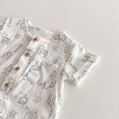 半袖ロンパース アニマルプリント半袖ジャンプスーツ【mh0010333】