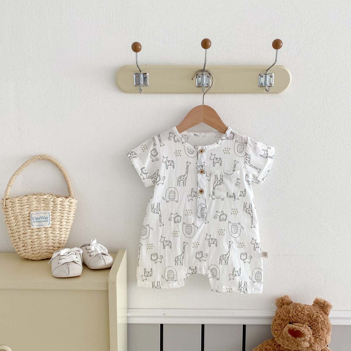 半袖ロンパース アニマルプリント半袖ジャンプスーツ【mh0010333】