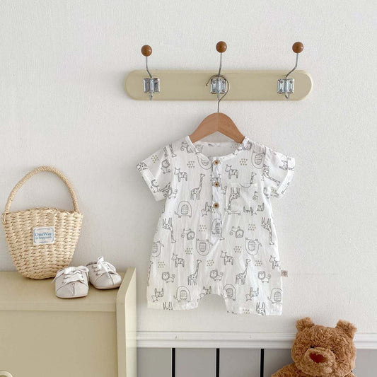 半袖ロンパース アニマルプリント半袖ジャンプスーツ【mh0010333】