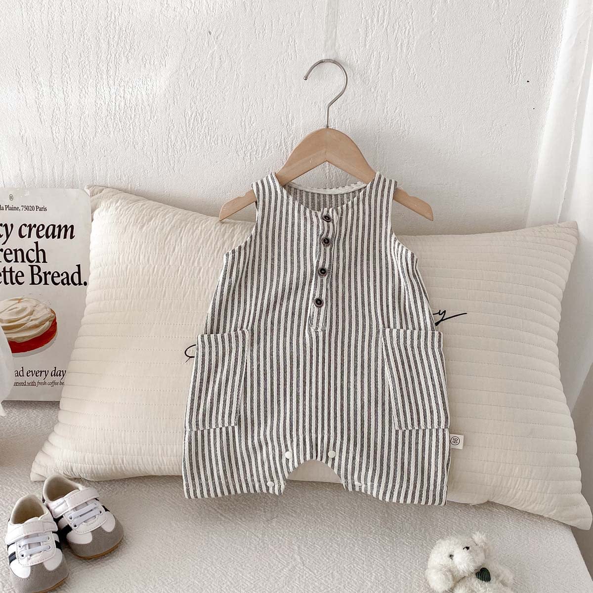 ノースリーブジャンプスーツ ストライプノースリーブジャンプスーツ【mh0010334】