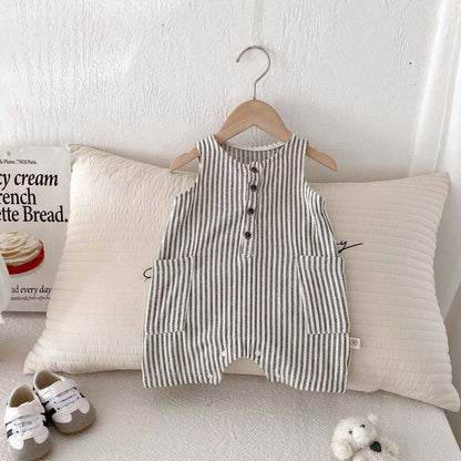 ノースリーブジャンプスーツ ストライプノースリーブジャンプスーツ【mh0010334】