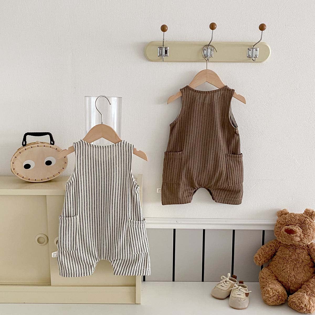 ノースリーブジャンプスーツ ストライプノースリーブジャンプスーツ【mh0010334】