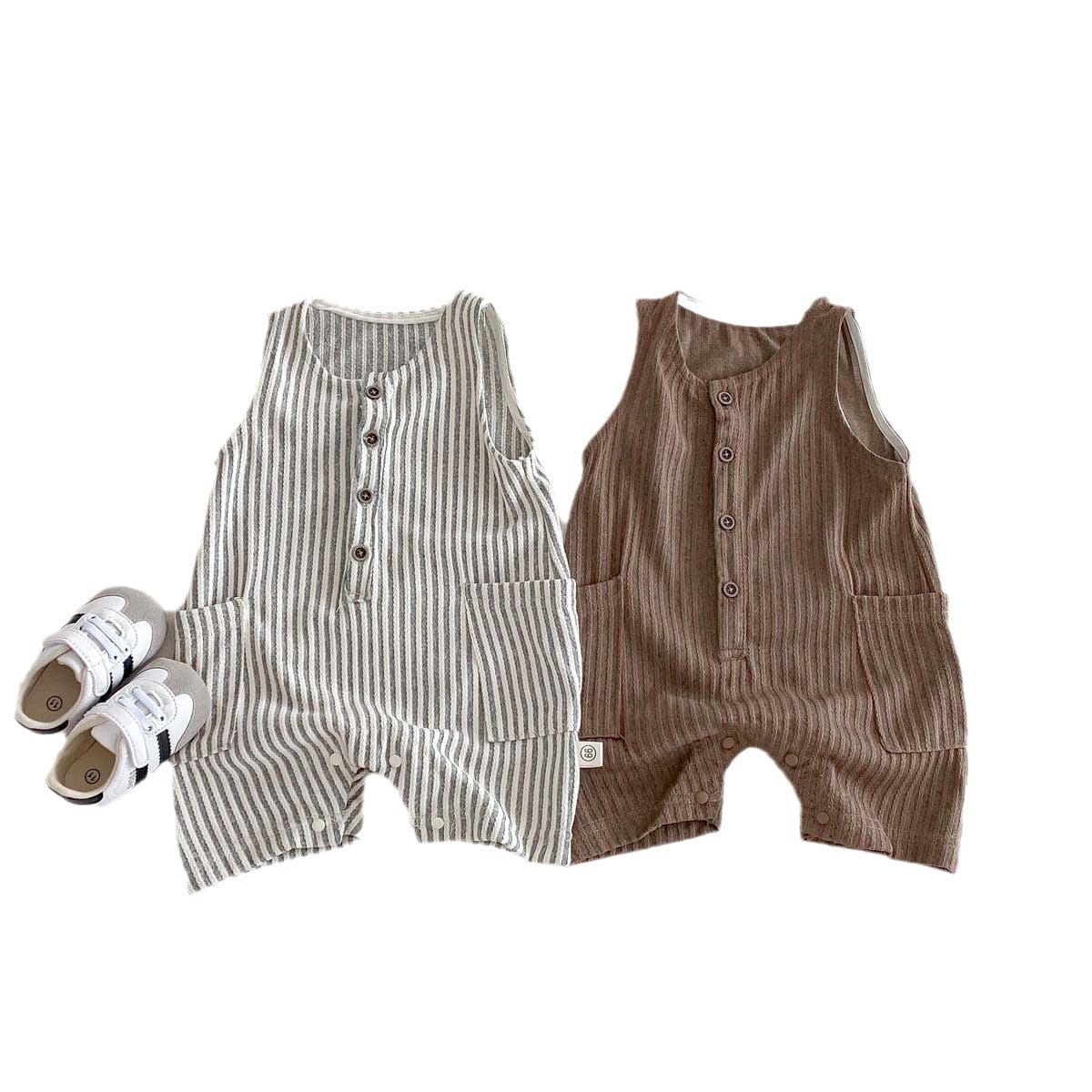 ノースリーブジャンプスーツ ストライプノースリーブジャンプスーツ【mh0010334】