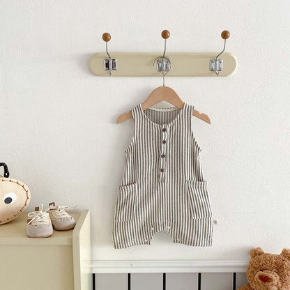 ノースリーブジャンプスーツ ストライプノースリーブジャンプスーツ【mh0010334】