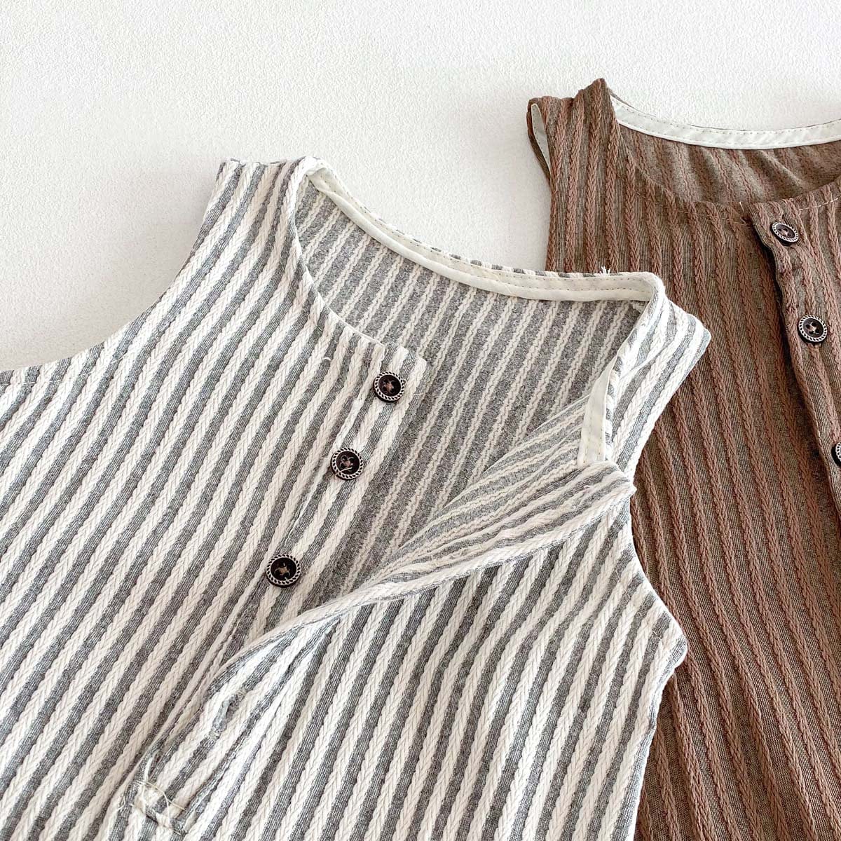 ノースリーブジャンプスーツ ストライプノースリーブジャンプスーツ【mh0010334】