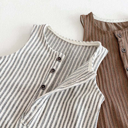 ノースリーブジャンプスーツ ストライプノースリーブジャンプスーツ【mh0010334】