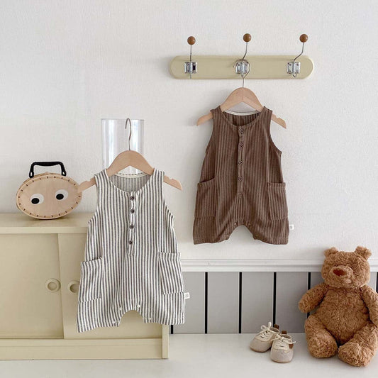 ノースリーブジャンプスーツ ストライプノースリーブジャンプスーツ【mh0010334】